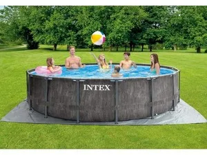 Intex PISCINA TONDA FRAME PRISMA GREYWOOD CON POMPA FILTRO  � cm. 457x122 h