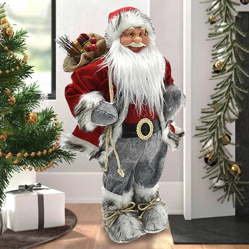 Babbo Natale Classico 45cm Colore Rosso Grigio Decorazione Natalizia Realistica