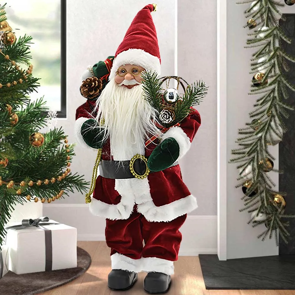 Statuina Babbo Natale Classico 80 cm Colore Rosso Addobbo Natalizio Realistica