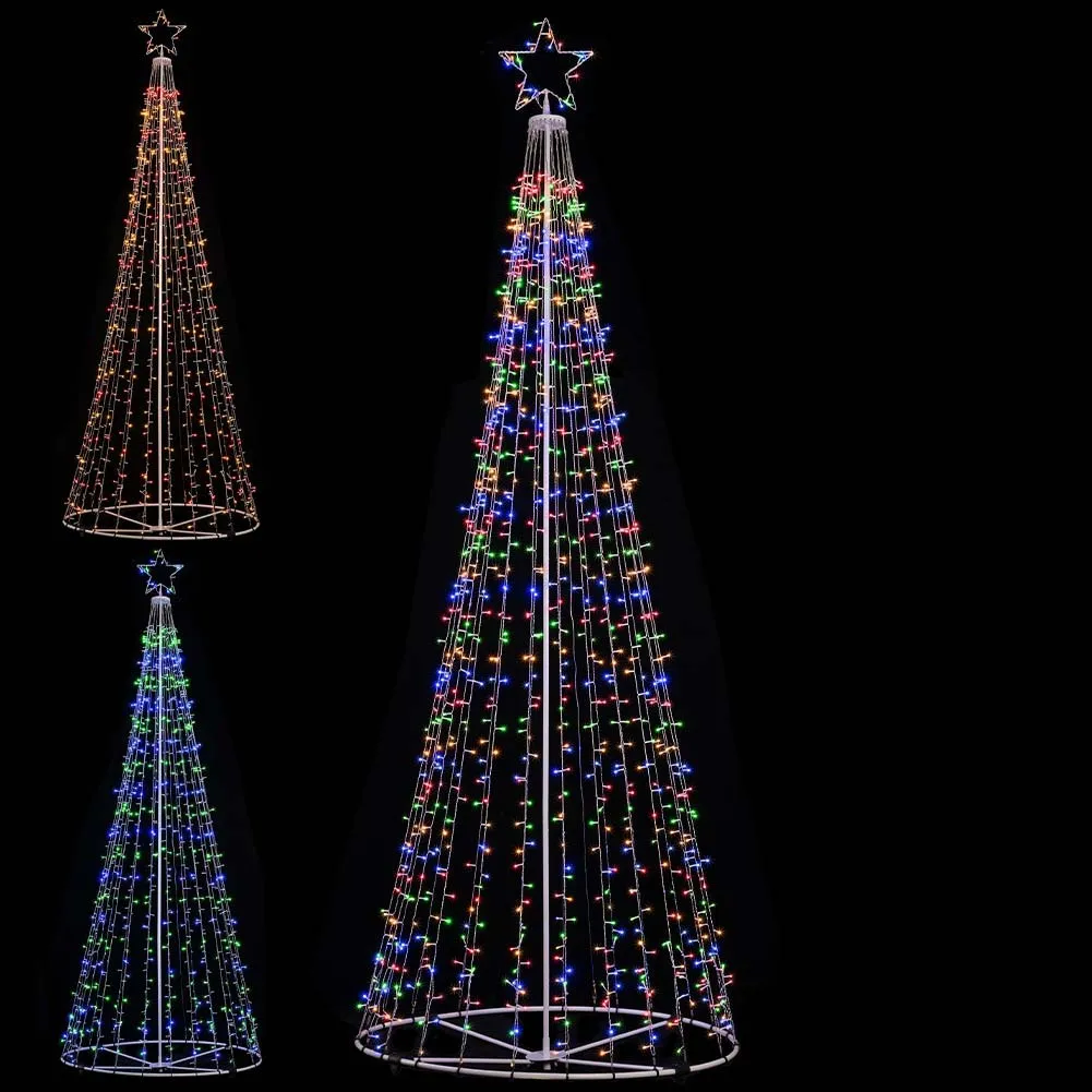 Albero Natale Luminoso 340 cm Multicolore 991 Led Decorazione Metallo Esterno