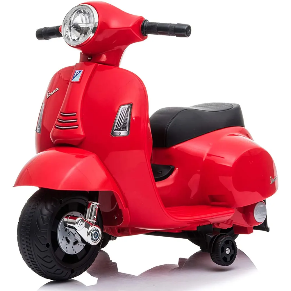 Vespa Elettrica Piaggio 6 Volt per Bambini con Fari e Clacson Colore Rosso