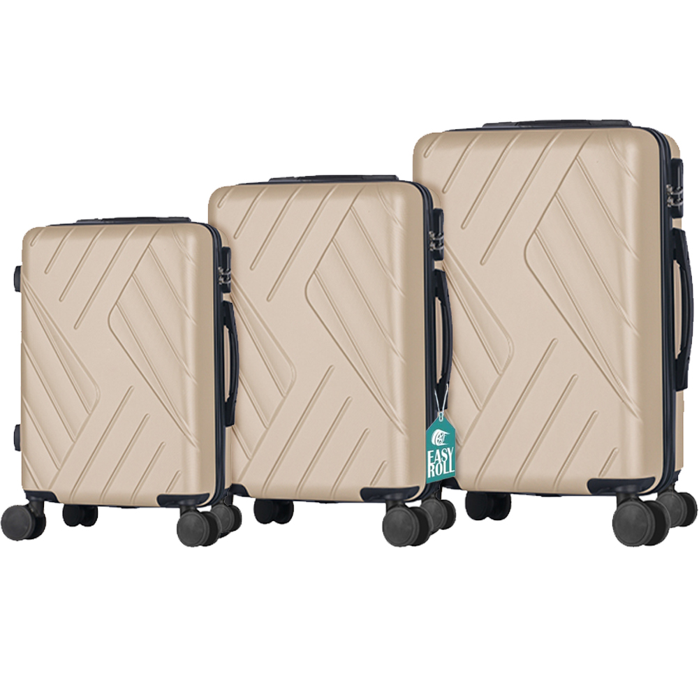 Set 3 Valigie Rigide Basilea con Ruote Easy Roll Trolley Bagaglio Viaggio Panna (1)