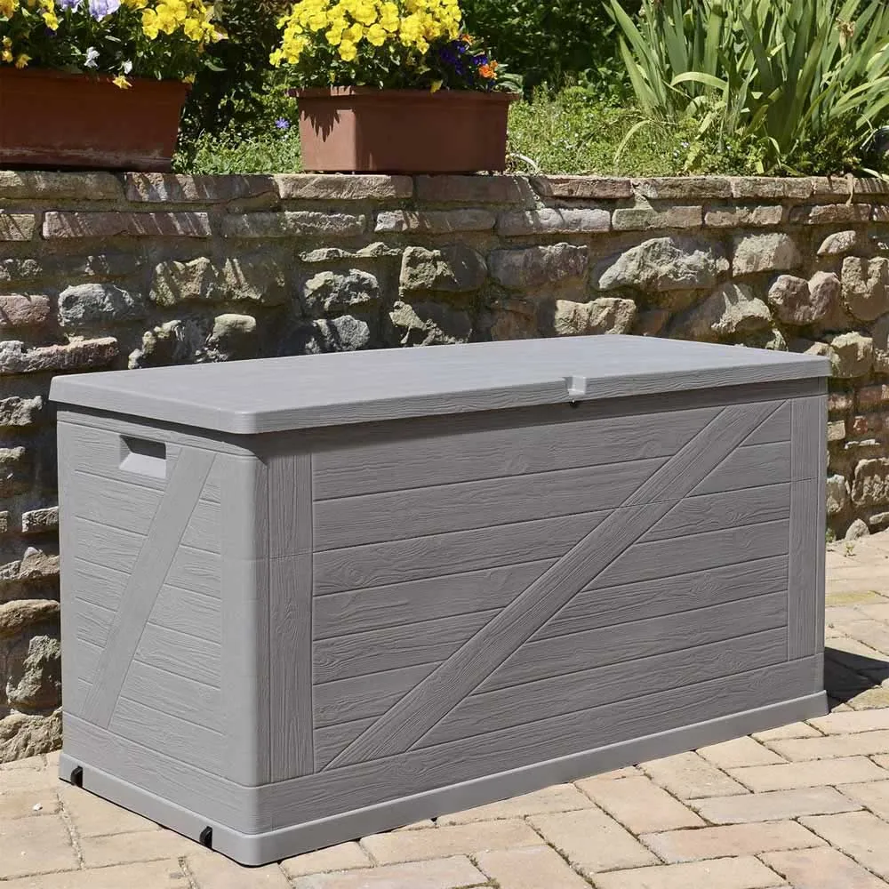 Baule Contenitore Multiuso 420L Grigio Tortora Effetto Legno 120x56x63H cm