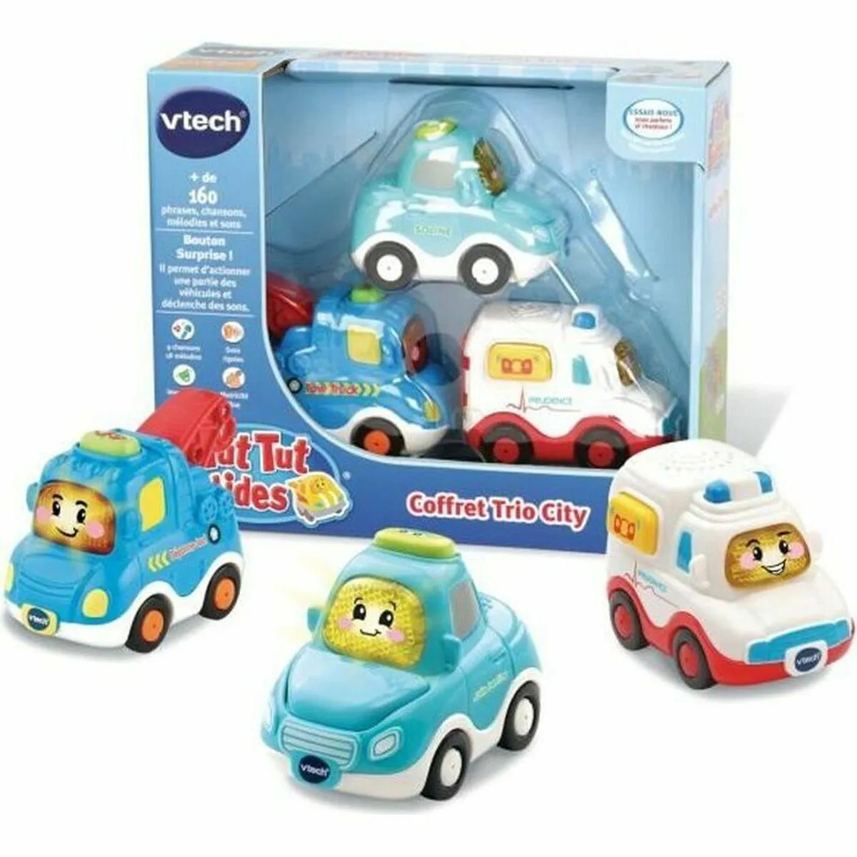 Playset di Veicoli Vtech City Trio Box (Sedan + Tow Truck + Ambulance)