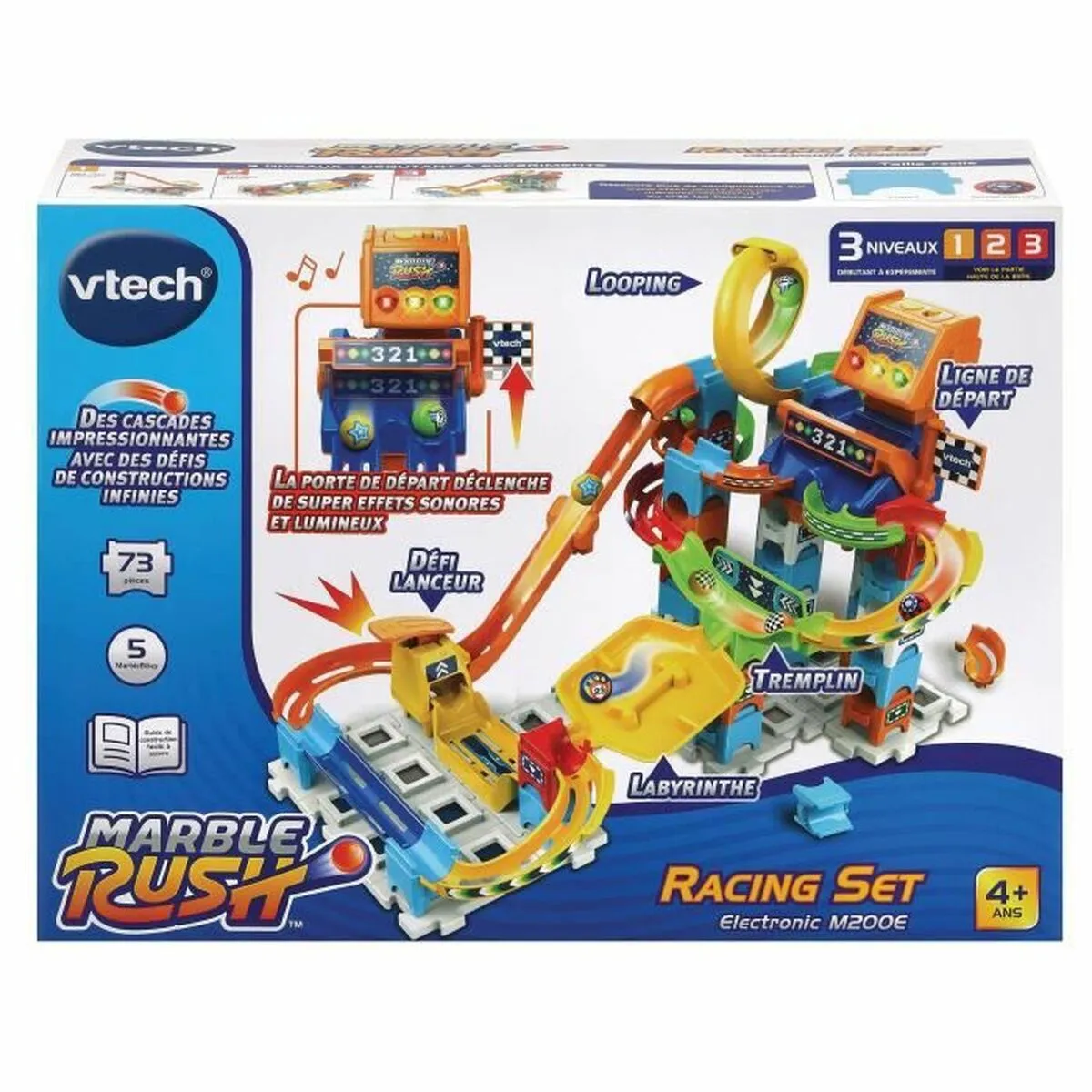 Set di Biglie Vtech Marble Rush Marble Run - Racing  Circuito + 4 Anni Pista con Rampe 73 Pezzi