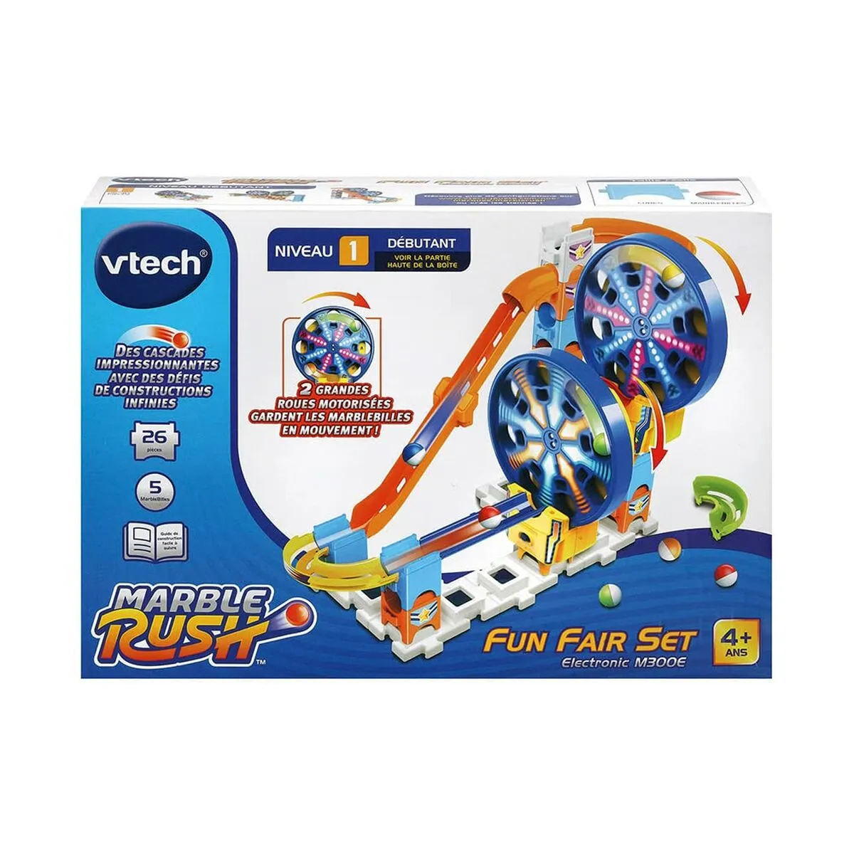 Set di Biglie Vtech Marble Rush - Expansion Kit Electronic - Fun Fair Set Circuito 26 Pezzi Pista con Rampe + 4 Anni