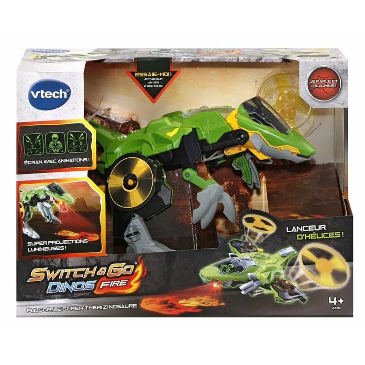 Super Robot Trasformabile Switch & Go Dinos Rotor Aereo Dinosauro Suono Luci 20 x 34 x 19 cm