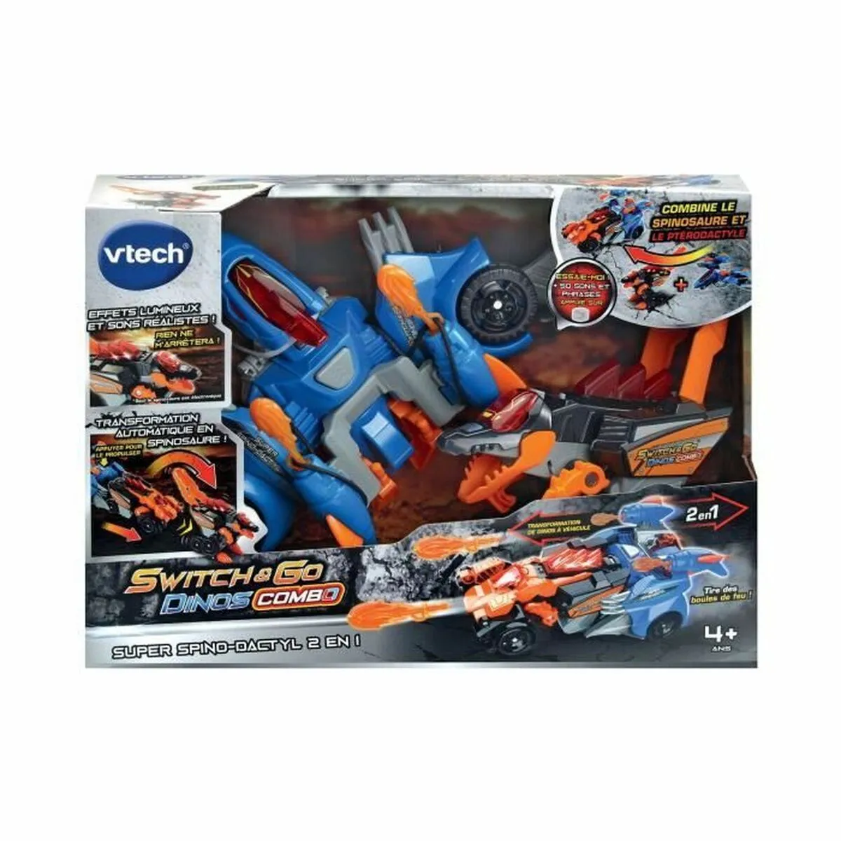 Super Robot Trasformabile Vtech Switch & Go Dinos Combo: SUPER SPINO-DACTYL 2 IN 1 Dinosauro