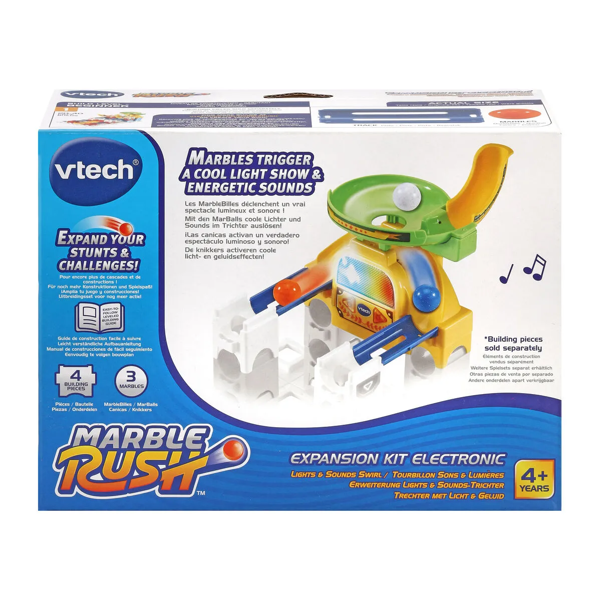 Set di Biglie Vtech Marble Rush - Expansion Kit Electronic - Trechter Circuito 4 Pezzi Pista con Rampe + 4 Anni