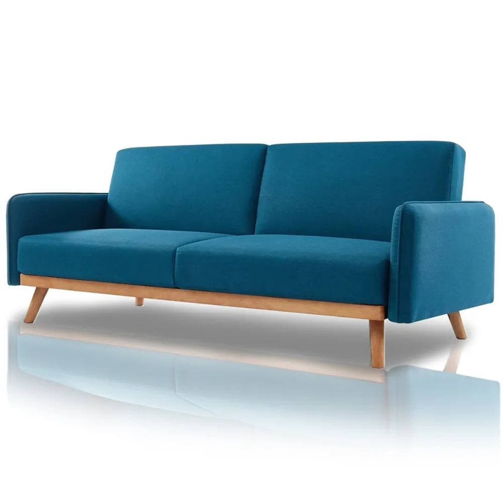 Divano Letto 3 Posti Scandinavo Design Moderno Clik Clak Convertibile Colore Blu