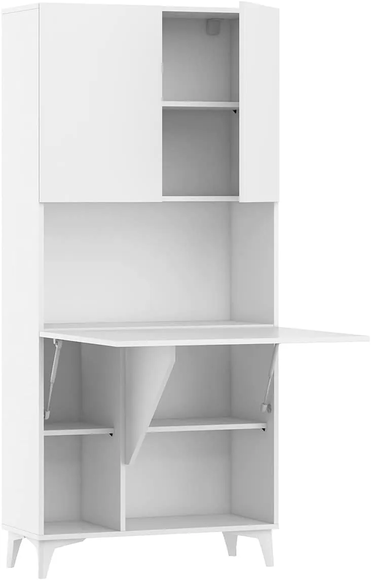 MOBILE SCRIVANIA COMPUTER LIBRERIA MEGAN H175x80x36cm BIANCO OPACO