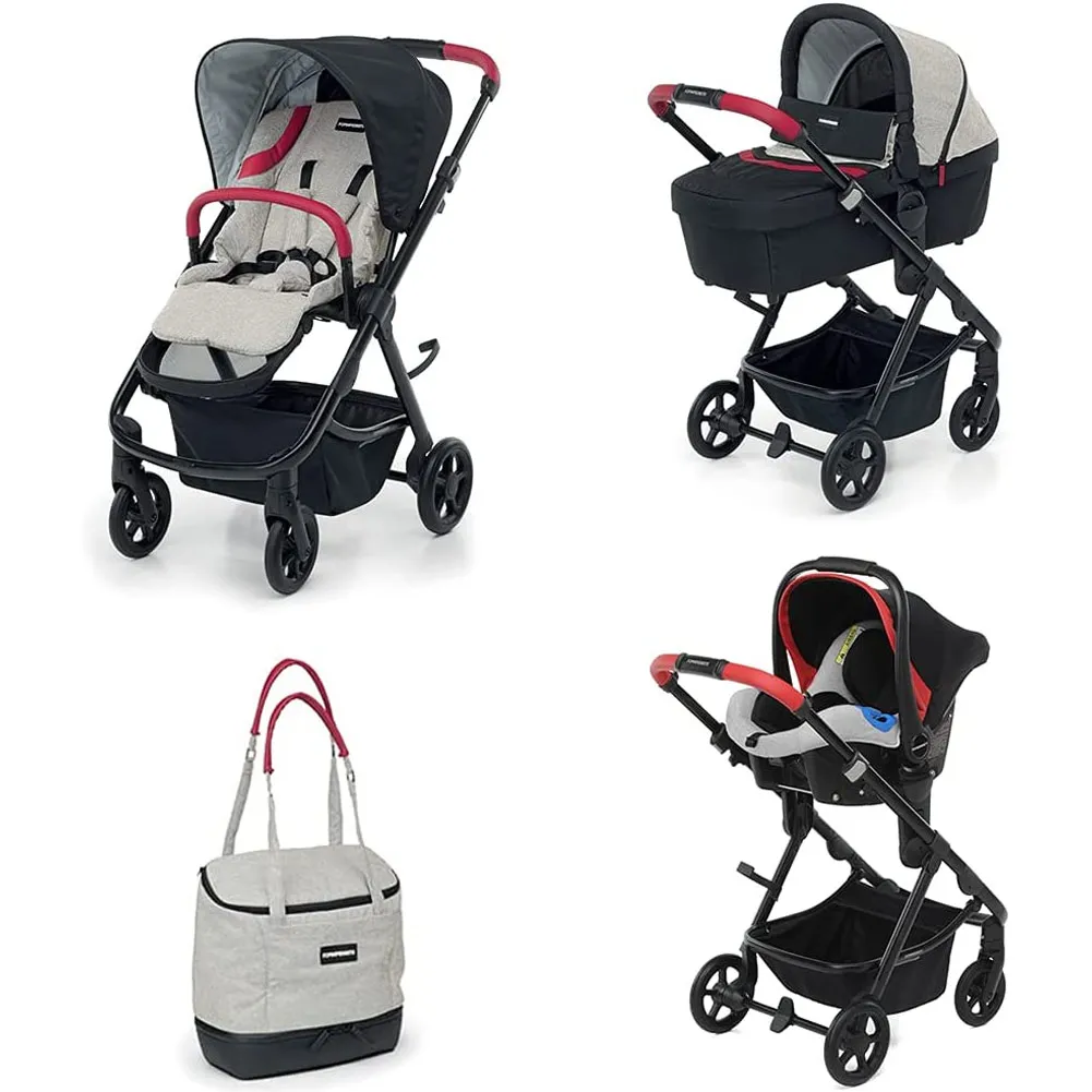 Trio Foppapedretti Eureka Passeggino Navicella Seggiolino Auto Borsa Coral