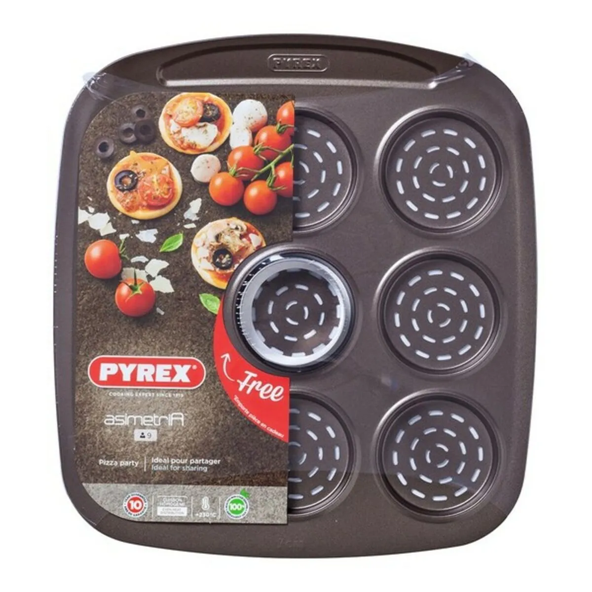 Vassoio da Forno Pizza Mini Pyrex Asimetria acciaio galvanizzato (9 Compartimenti) (16 x 16 cm)