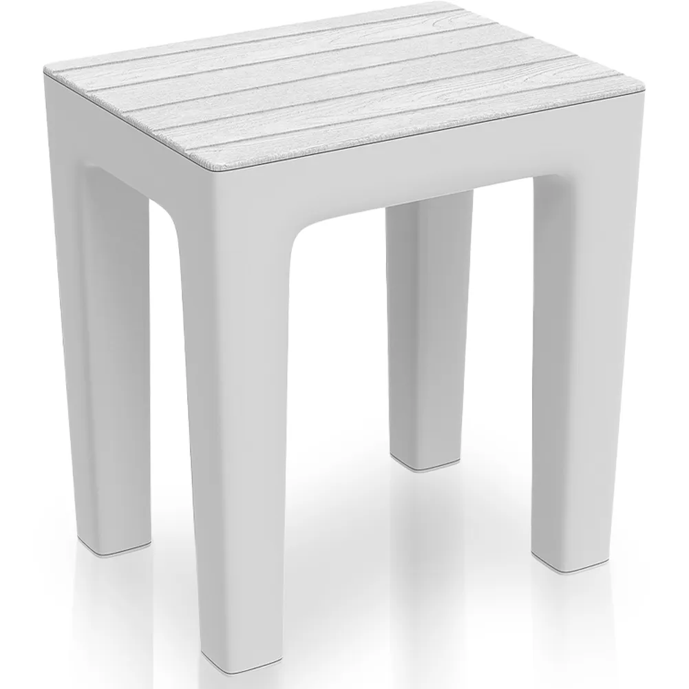 Sgabello da Bagno Multiuso Effetto Legno Salvaspazio Portata 150 kg Bianco