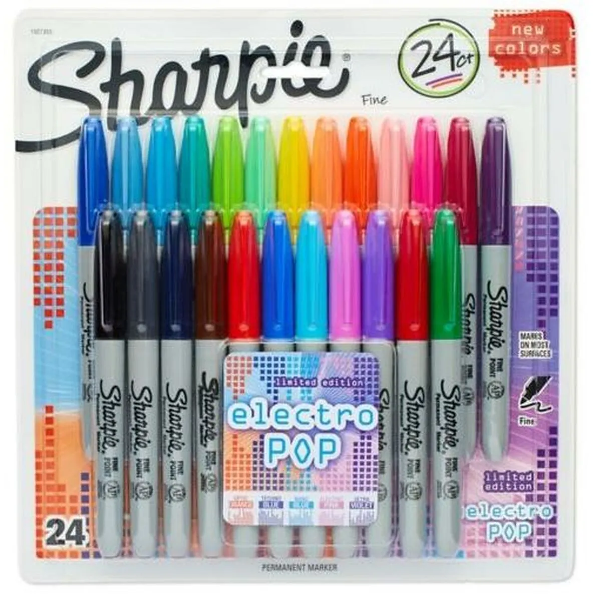 Set di Pennarelli Sharpie Electro Pop Permanente Multicolore 24 Pezzi 1 mm