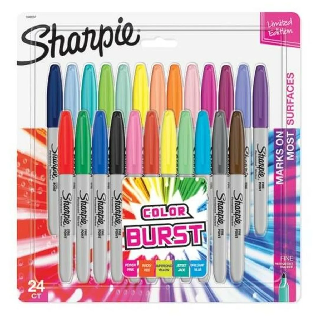 Set di Pennarelli Sharpie Color Burst 24 Pezzi Permanente Multicolore 1 mm