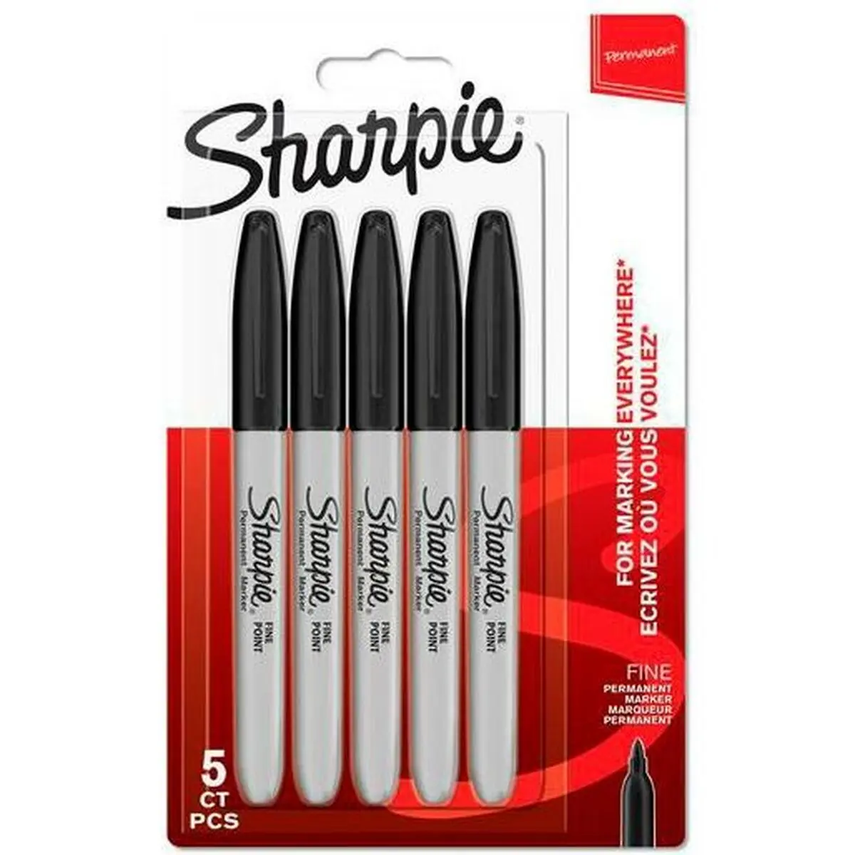 Marcatore permanente Sharpie Nero 5 Unità