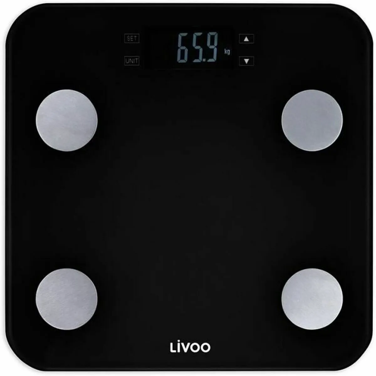 Bilancia Digitale da Bagno Livoo DOM427N Nero Vetro Temperato 180 kg