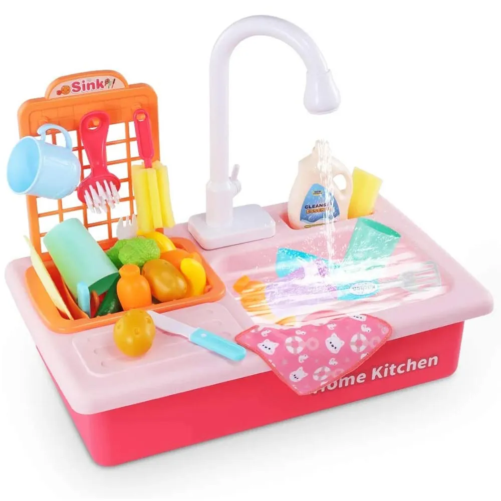 Lavandino Rubinetto Cucina Giocattolo Bambini Funzionante ad Acqua con Accessori