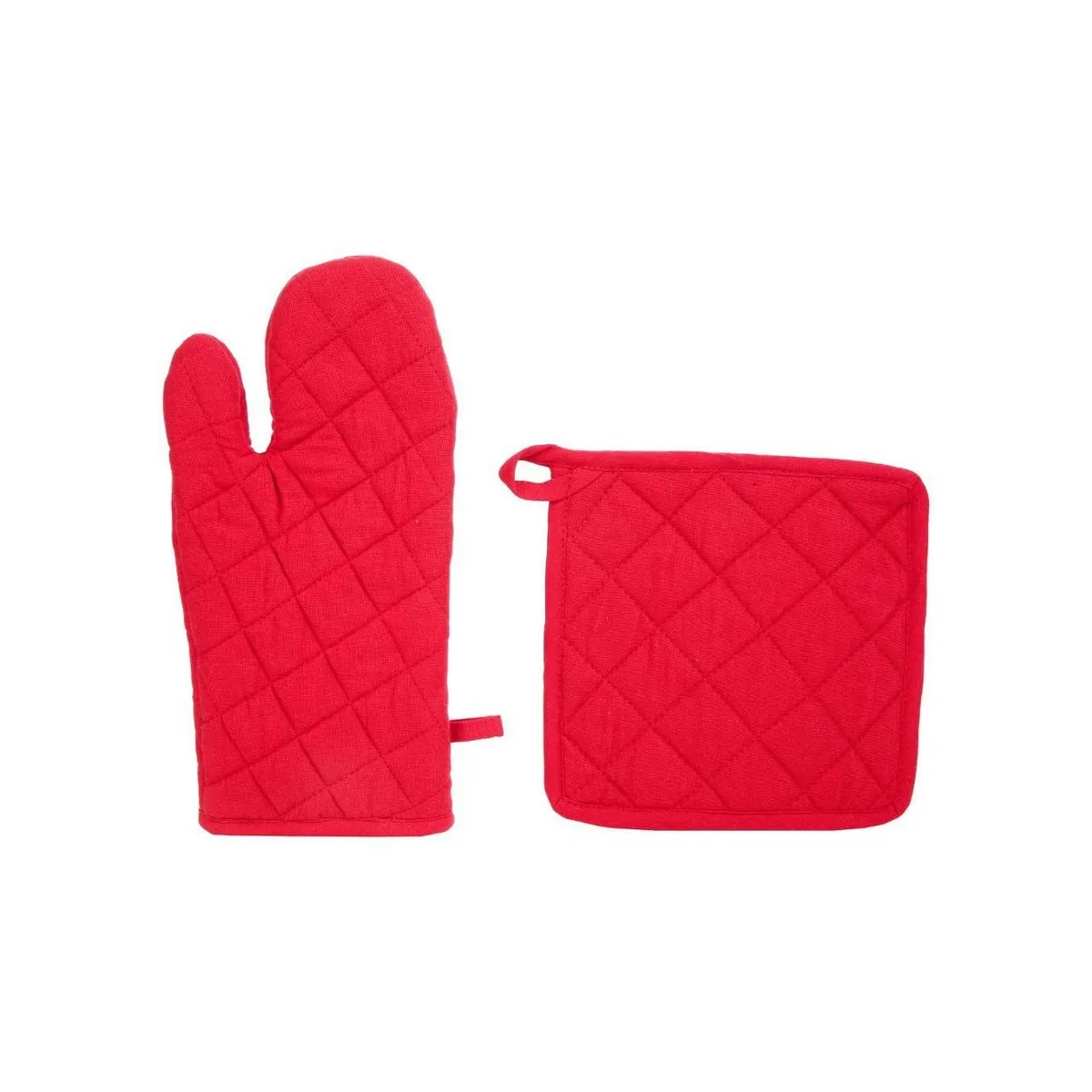 Set di Presina e Guanto da Cucina Atmosphera Rosso Cotone