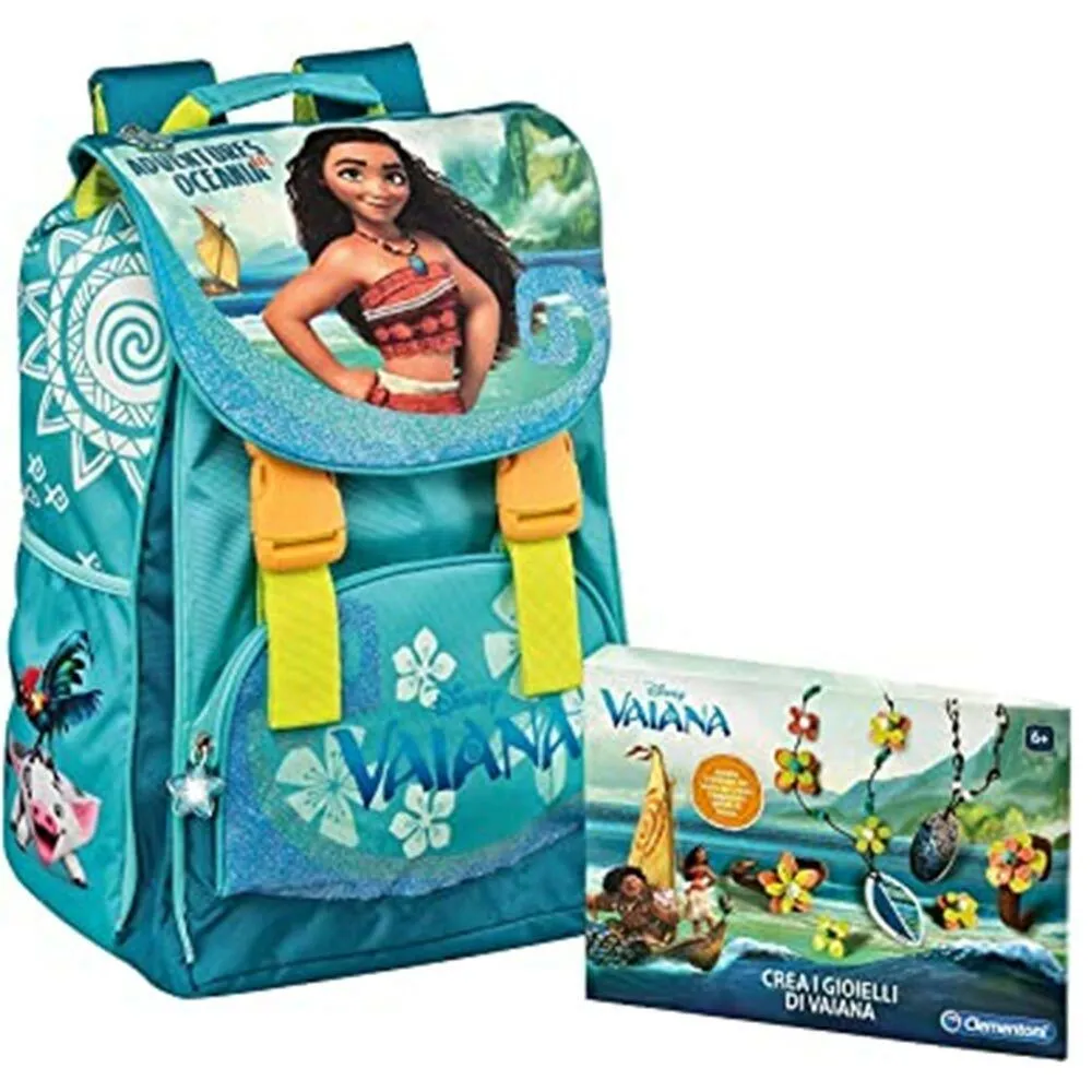 Zaino Scuola Vaiana Estensibile Principessa Oceania Con Gadget Collana Bambine