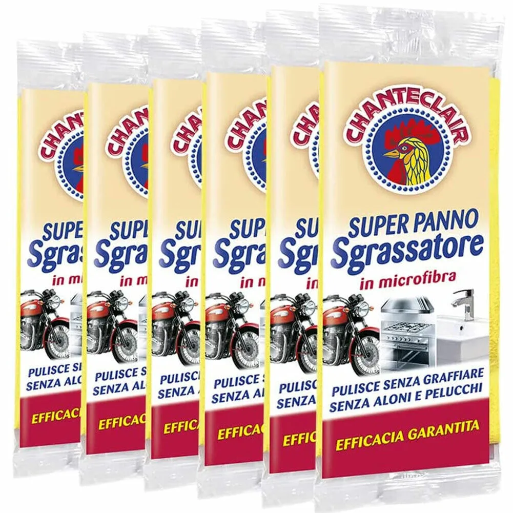 6 x Chanteclair Super Panno Sgrassatore in Microfibra pulisce senza aloni Promo