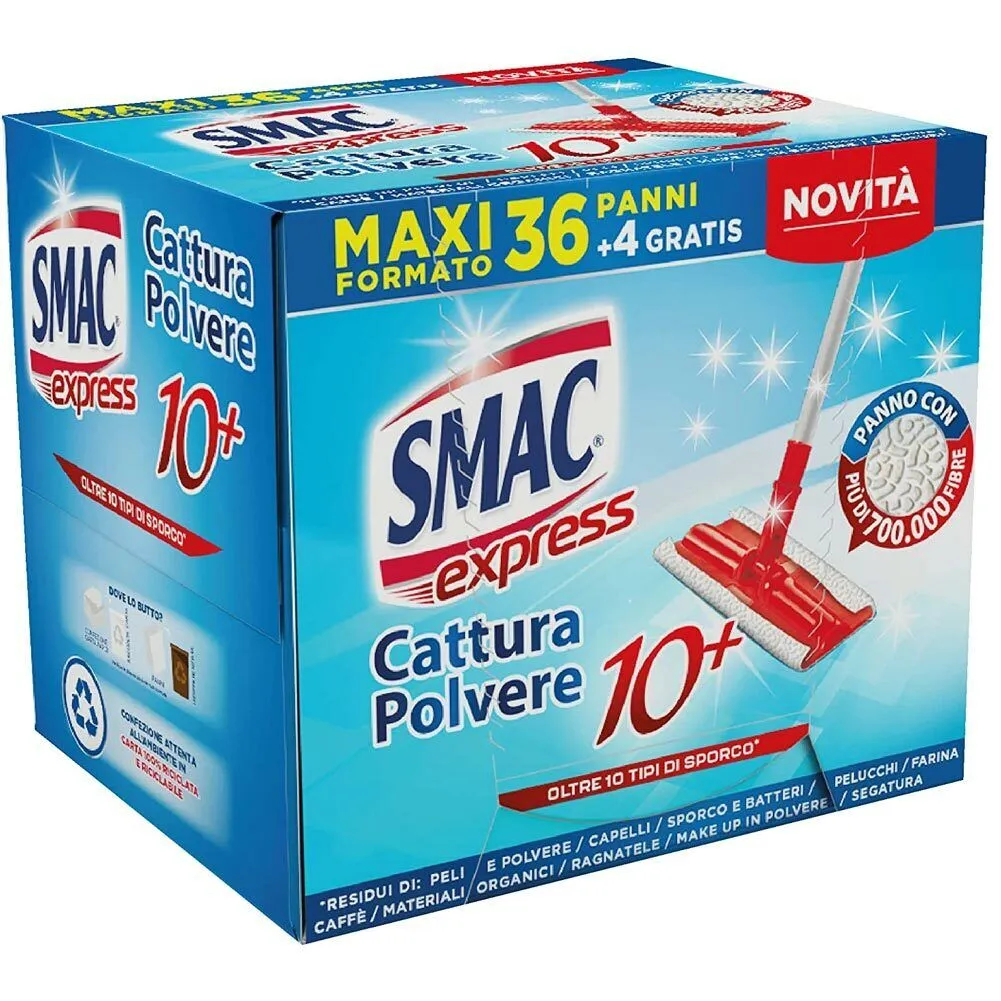 Smac Express 40 Panni Cattura Polvere Pulisci Pavimenti Confezione Promozionale