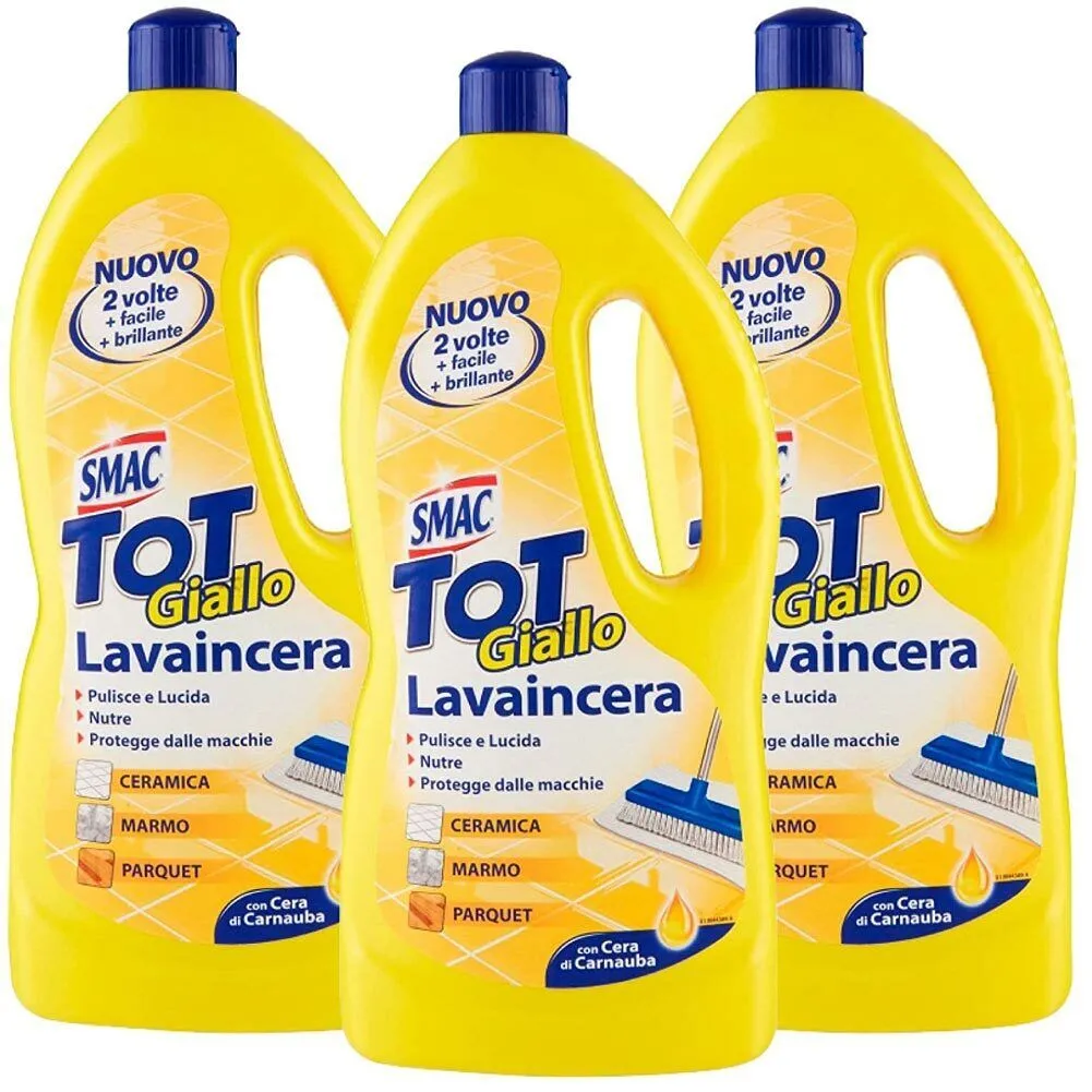 3 X Smac TOT Giallo Lavaincera Detergente Pulizia Pavimenti Parquet Marmo 1Lt