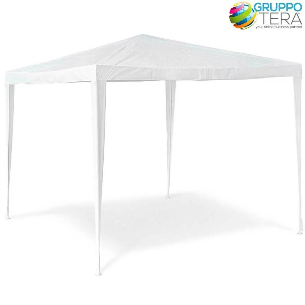 Gazebo 3x3 Tenda Esterni Arredo Giardino Tetto Antipioggia Idrorepellente Bianco