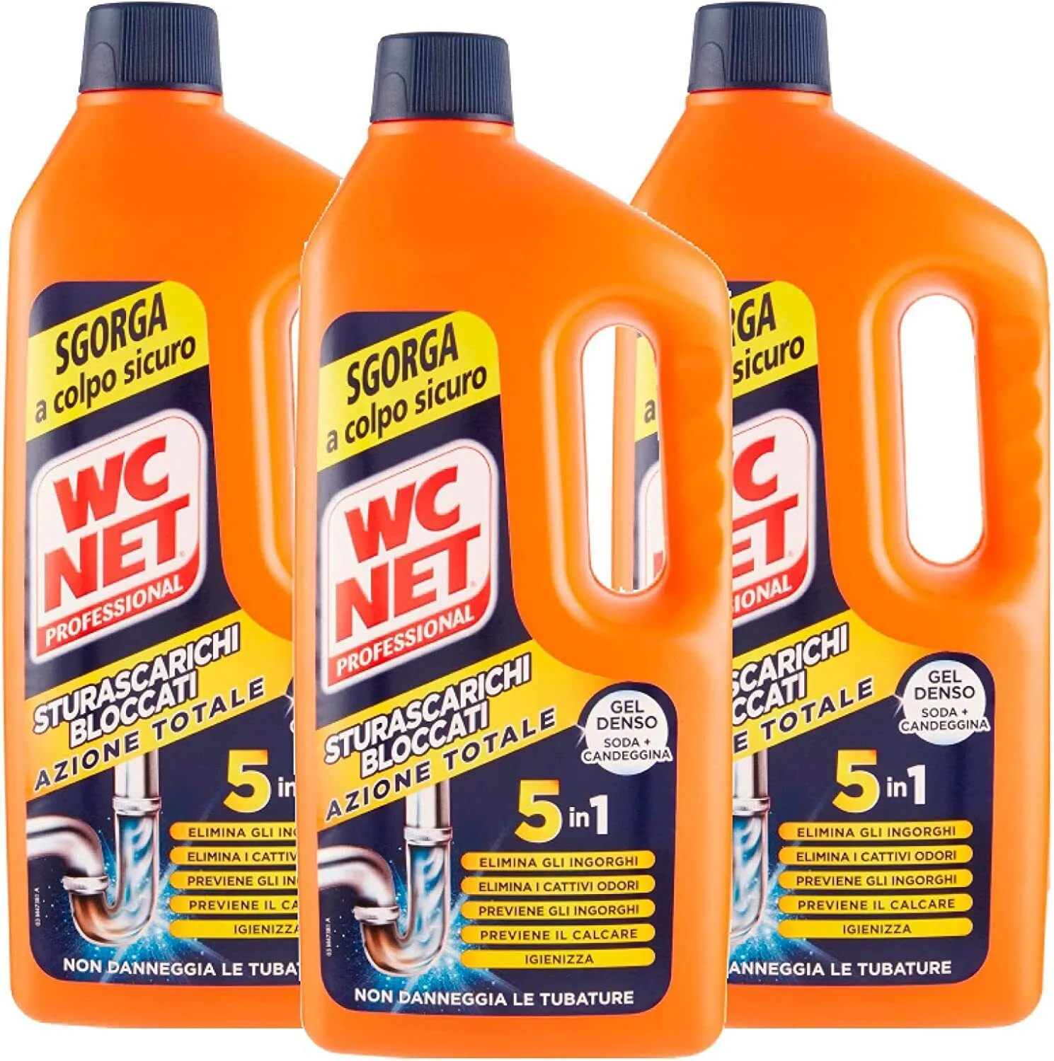 WC NET Professional Sturascarichi Bloccati Gel Denso con Soda e Candeggina 1LT