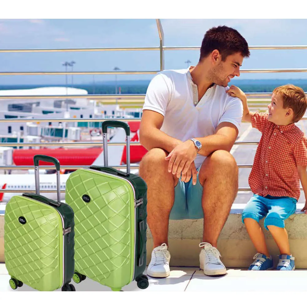 Set 2 Valige Trolley Bagaglio a Mano Enrico Coveri Guscio ABS 4 Ruote Verde