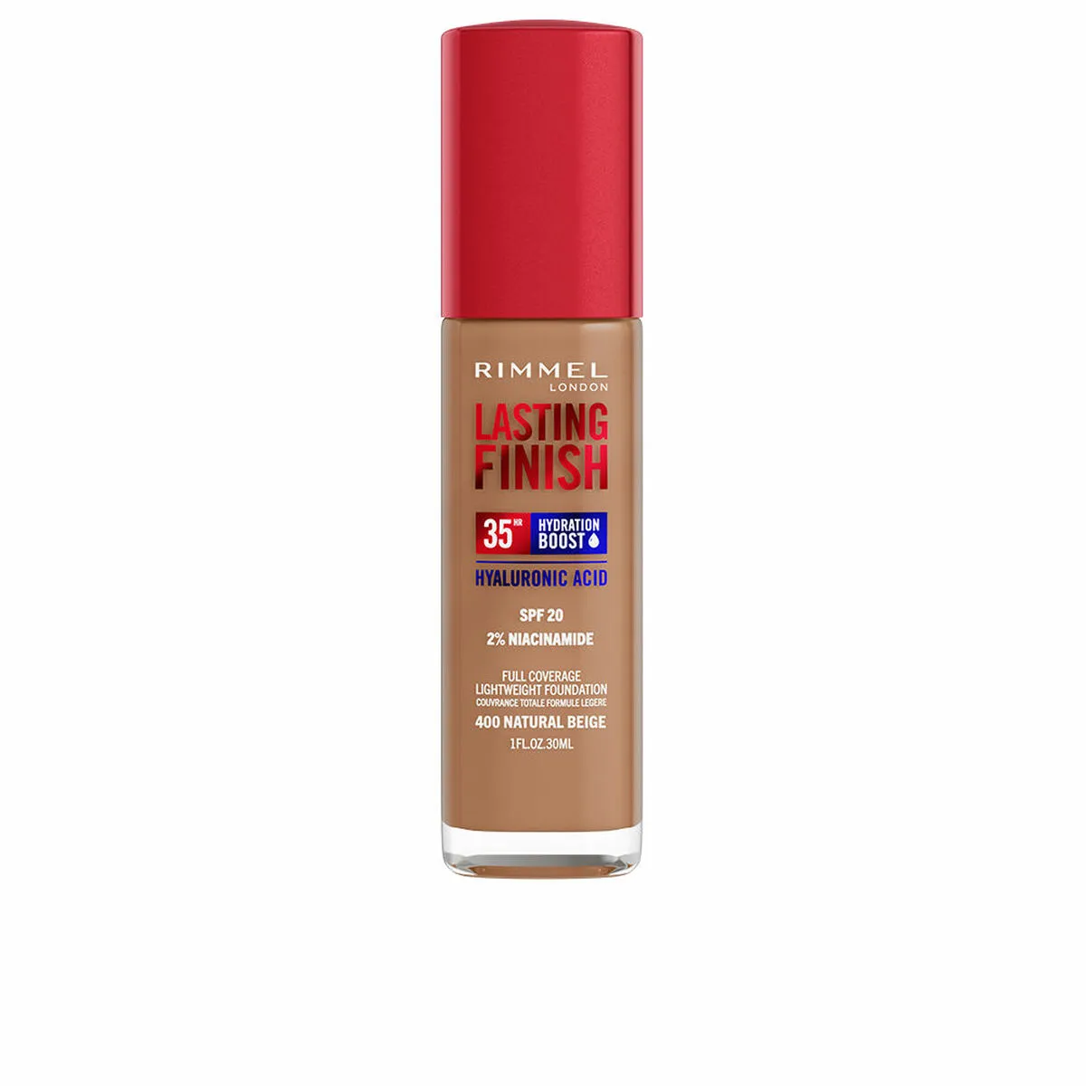 Base per Trucco Fluida Rimmel London Lasting Finish Nº 400 Natural Beige Spf 20 30 ml