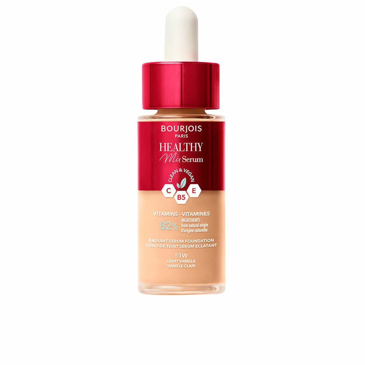 Base per Trucco Fluida Bourjois Healthy Mix Siero Nº 51W Light vanilla 30 ml