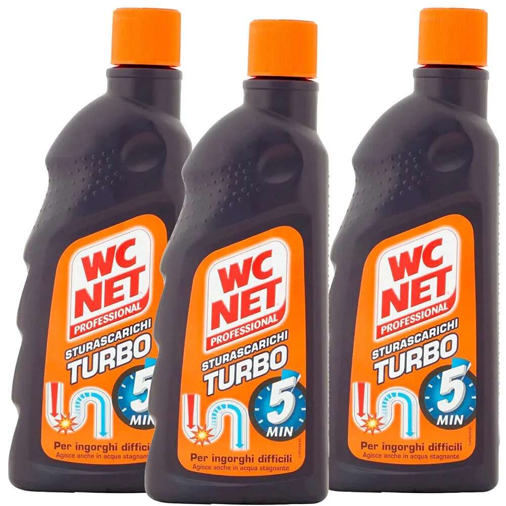 3 x WC Net Sturascarichi Turbo Gel Superconcentrato Ingorghi Difficili 500 ml