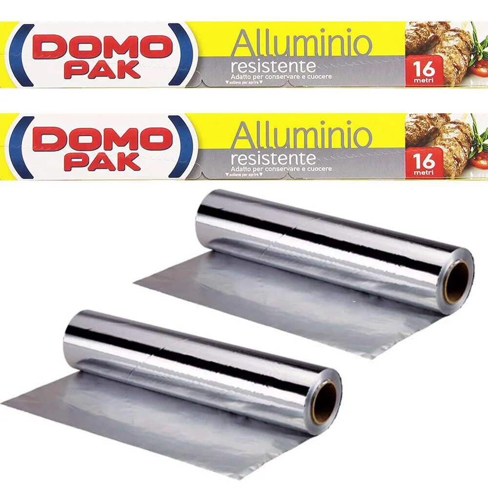 Set 2 Dompak Alluminio 16mt Promo Pack 2 Rotoli Conservazione Cottura Alimenti