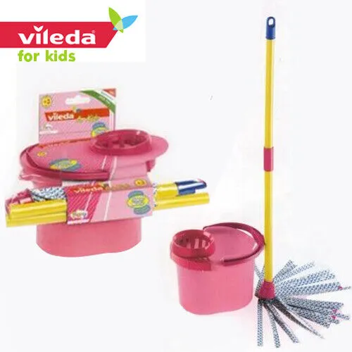 Mocio Vileda Rosa Originale Giocattolo Per Bambini Mocio Con Secchio Faro Toys