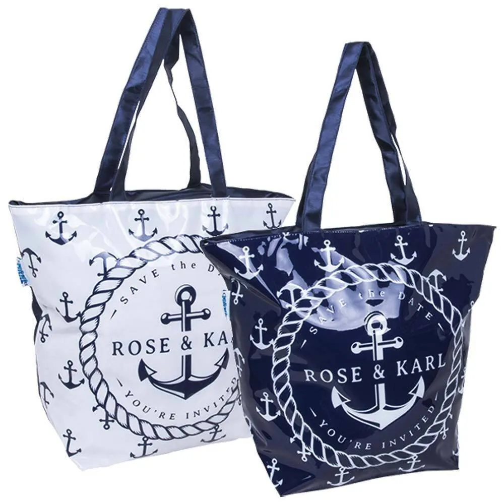 Borsa Mare Spiaggia Con Manici Shopper 55x22 Stampa Effetto Lucido Enrico Coveri