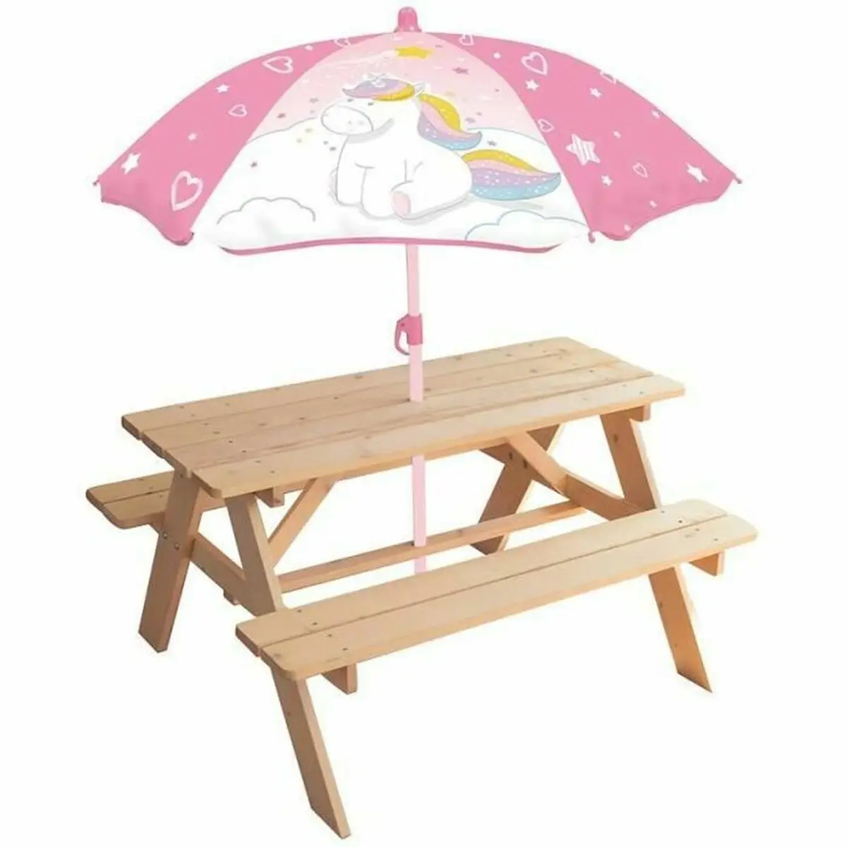 Tavolo da picnic Fun House    53 x 95 x 75 cm Ombrellone Unicorno