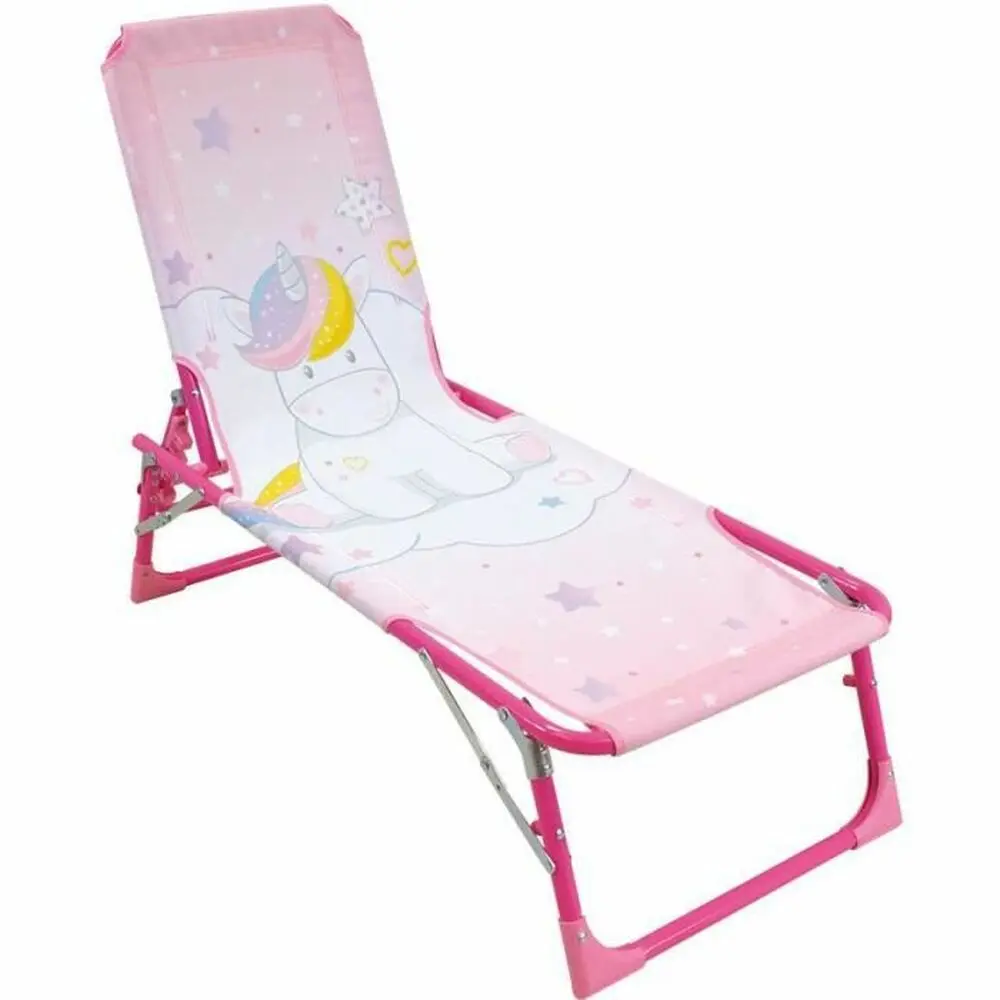 Lettino da spiaggia Fun House Unicorn Deckchair Sun Lounger 112 x 40 x 40 cm Per bambini Pieghevole