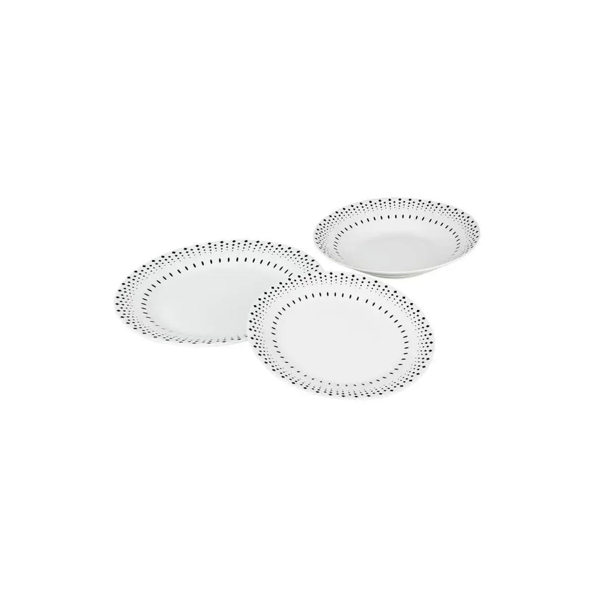 Set di Stoviglie Rice grain Bianco Nero Porcellana 18 Pezzi