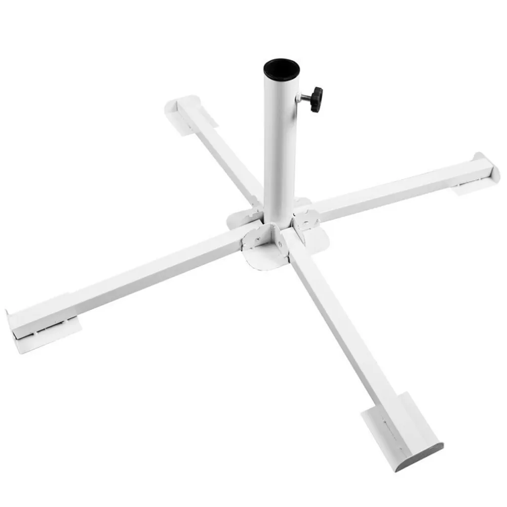 Base Supporto per Ombrellone 25 - 38 mm Pieghevole Acciaio Inossidabile Bianco