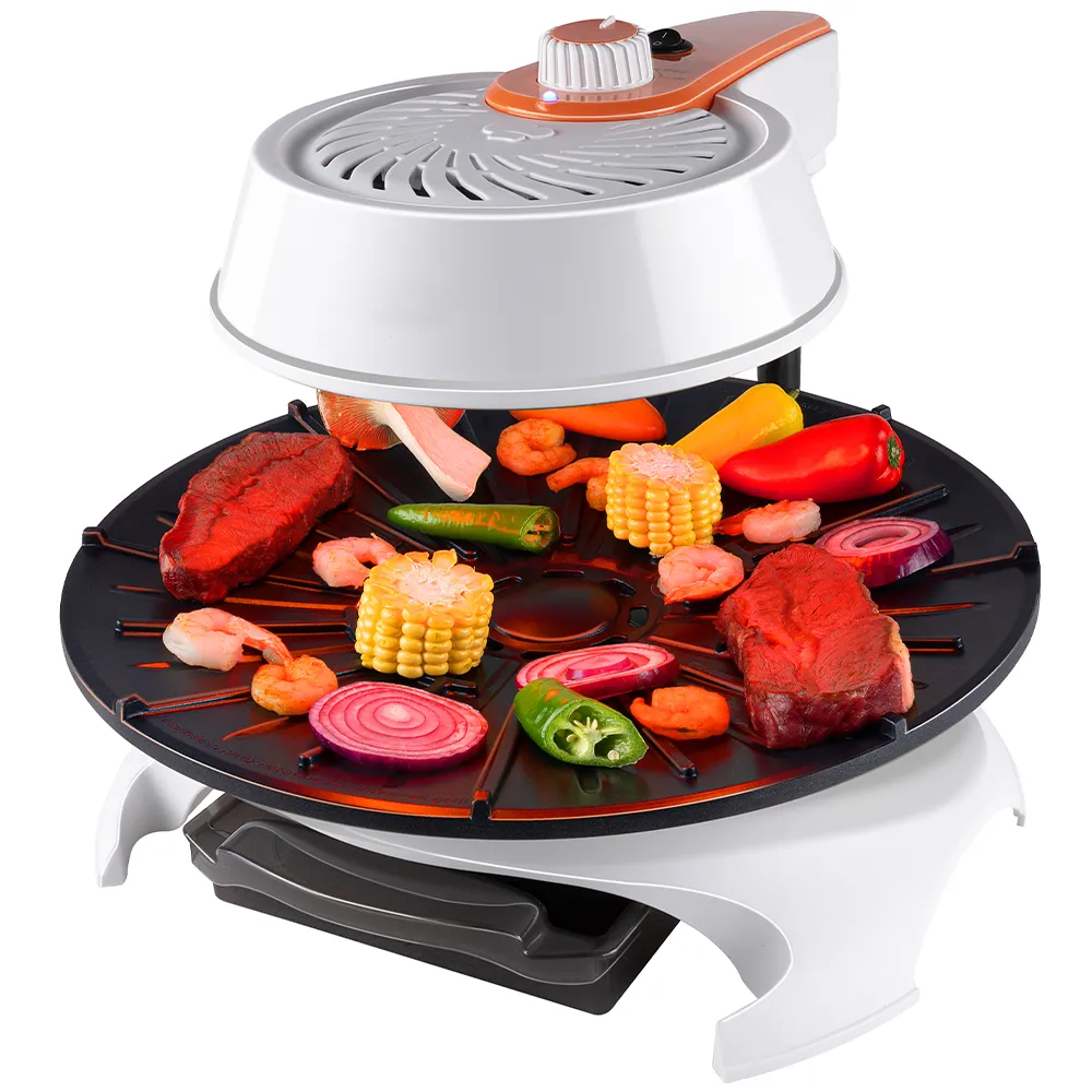 Barbecue Elettrico Korean Style 1500W Griglia Testa Ruotante e Cottura Omogenea