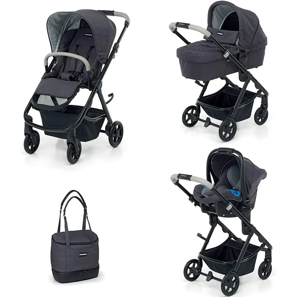 Trio Foppapedretti Eureka Passeggino Navicella Seggiolino Auto Borsa Graphite