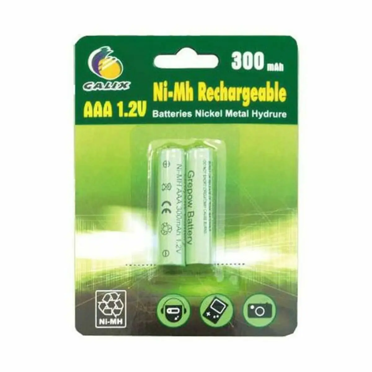 Batterie Ricaricabili Galix LR03 / AAA 300 mAh (2 Unità)