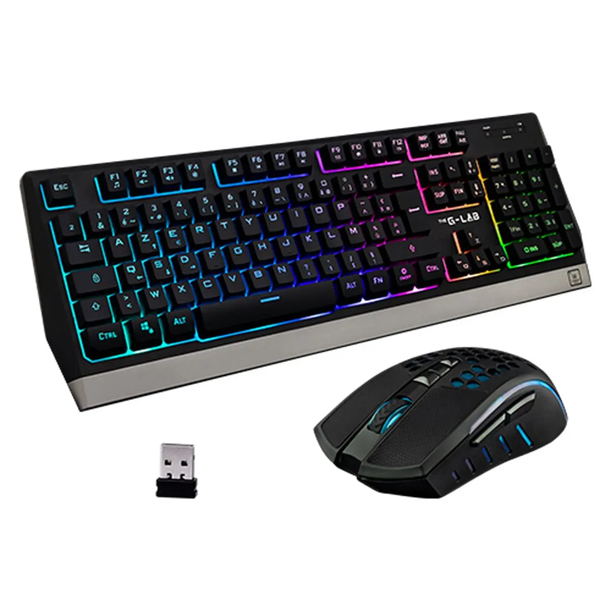 Tastiera e Mouse Wireless The G-Lab WIRELESS GAMING Nero Qwerty in Spagnolo