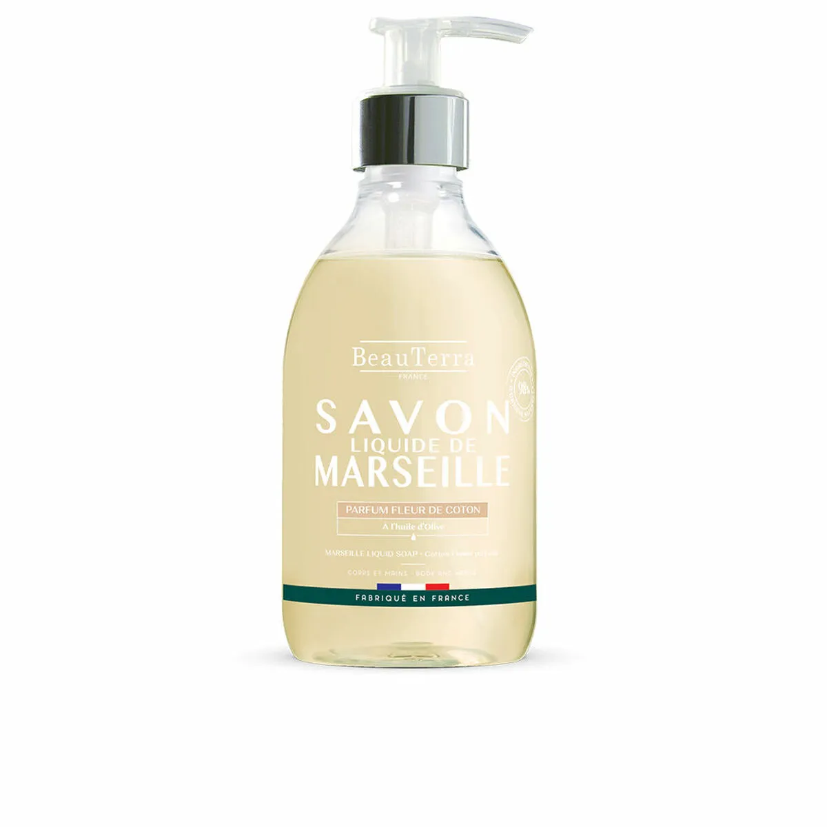 Sapone Liquido Beauterra Savon de Marseille Fiore di cotone 300 ml