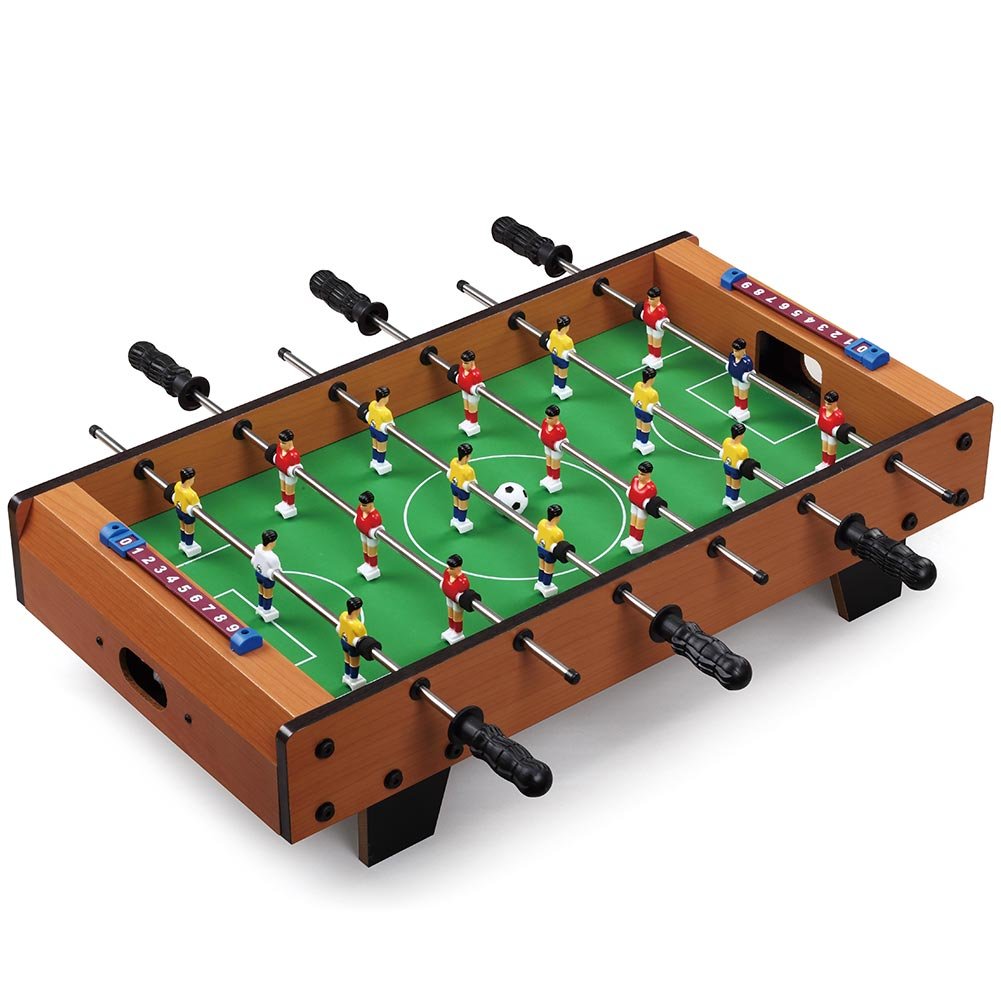 Calcio Balilla Biliardino da Tavolo in Legno con 4 stecche e 18 Omini 70x37x17cm (1)