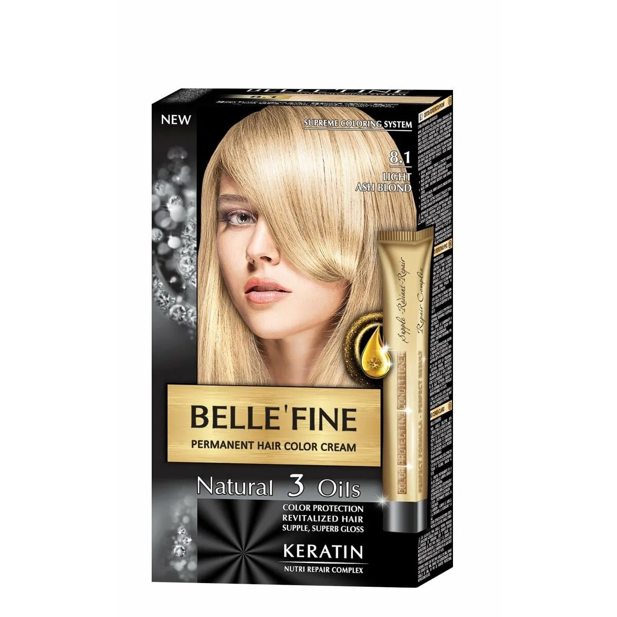 Tintura Permanente Belle´Fine Nº 8.1 Biondo Chiaro Cenere (30 ml)