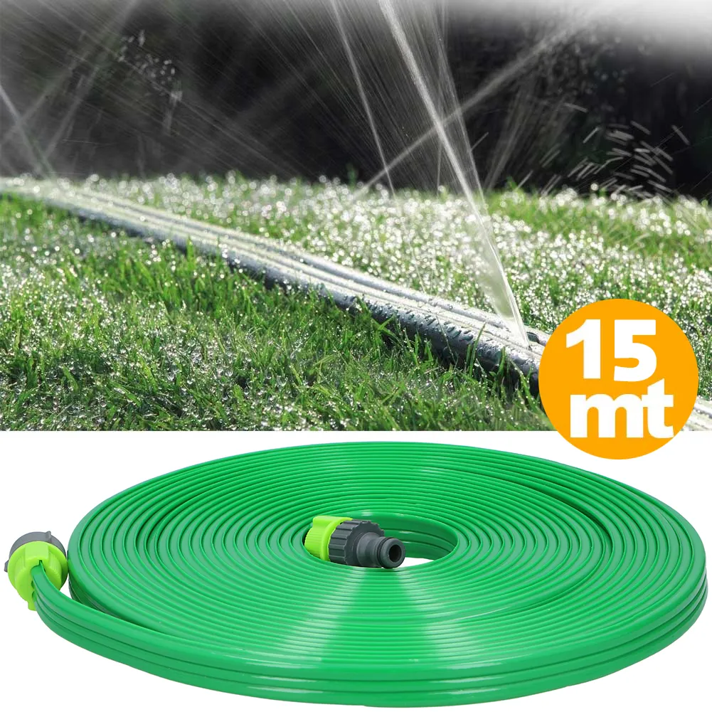 Tubo Piatto Microforato 15 Mt Irrigazione Giardino Piante Esterno con Connettore