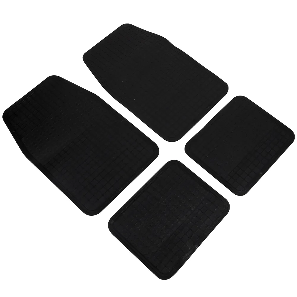 Set 4 Tappetini Per Auto Universali in Gomma Tappeti Antiscivolo Resistenti Nero